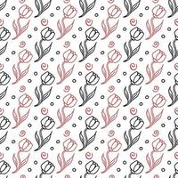 Seamless floral pattern. Doodle background with flowers. Spring pattern vector