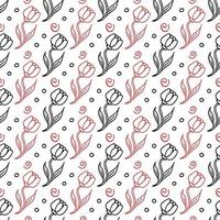 Seamless floral pattern. Doodle background with flowers. Spring pattern vector