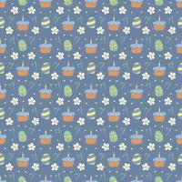 Easter pattern. Seamless pattern with easter icons. Easter background vector