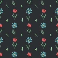 Seamless floral pattern. Doodle background with flowers. Spring pattern vector