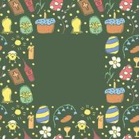 Easter frame. Seamless frame with easter icons. Easter background vector