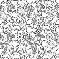 Seamless pattern with food icons. doodle food pattern. Food background vector