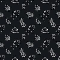 Seamless food pattern. Doodle vector food illustration.  Hand-drawn food background