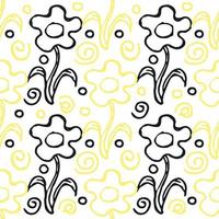 Seamless floral pattern. Doodle background with flowers. Spring pattern vector