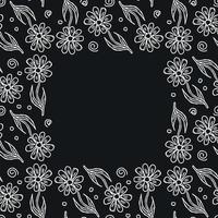 Seamless floral frame. Doodle background with flowers. Spring pattern vector