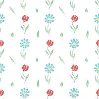 Seamless floral pattern. Doodle background with flowers. Spring pattern vector
