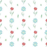 Seamless floral pattern. Doodle background with flowers. Spring pattern vector