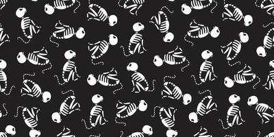 Cat seamless pattern vector Halloween isolated cat Skull skeleton bone Ghost wallpaper background doodle