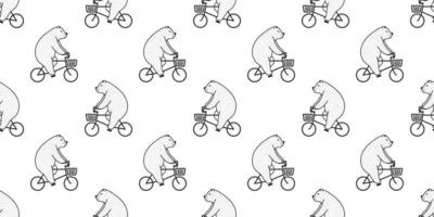 Bear seamless pattern vector Polar Bear riding bicycle isolated wallpaper background