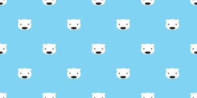 Bear seamless pattern vector polar bear teddy head isolated wallpaper background