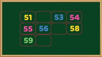 51 to 60 Missing number worksheet for kids vector