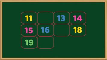 11 to 20 Missing number worksheet for kids vector