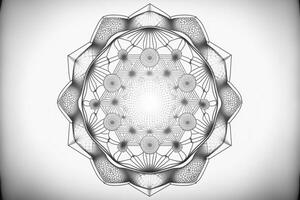sacred geometry silhouette fine lines on a white background. Generative Ai photo