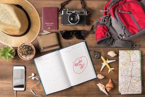 Travel plan, trip vacation accessories for trip, photo