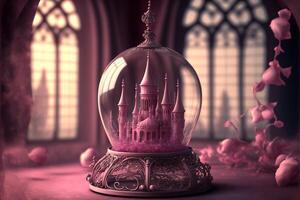 fairy tale castle background empty glass. photo