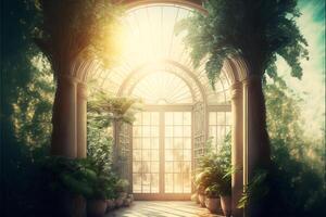 magical conservatory day light digital background. photo