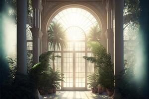 magical conservatory day light digital background. photo