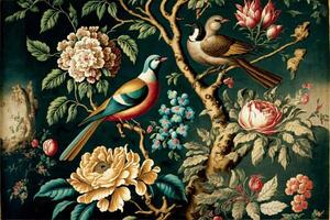 old masters floral background pattern wallpaper flowers. photo