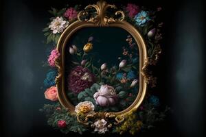 old masters floral frame Digital Backdrop in rich colour. photo