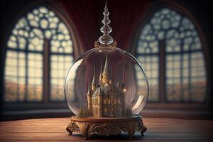 fairy tale castle background empty glass. photo