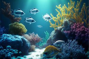 under water ocean background landscape. photo