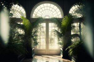 magical conservatory day light digital background. photo