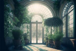 magical conservatory day light digital background. photo