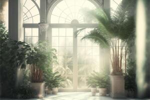 magical conservatory day light digital background. photo