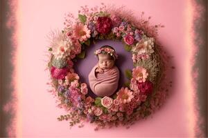 infant digital background with flowers. photo