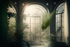 magical conservatory day light digital background. photo