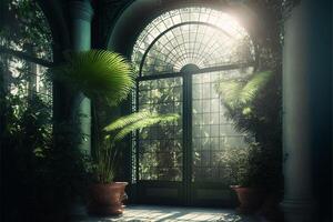 magical conservatory day light digital background. photo