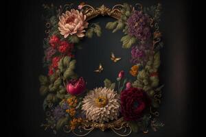 old masters floral frame Digital Backdrop in rich colour. photo