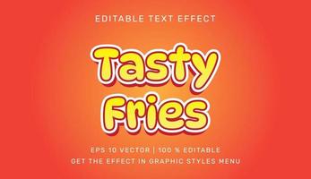 Tasty fries 3d editable text effect template vector