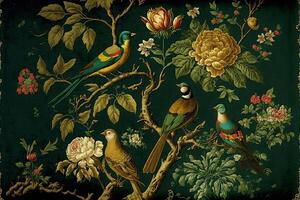 old masters floral background pattern wallpaper flowers. photo