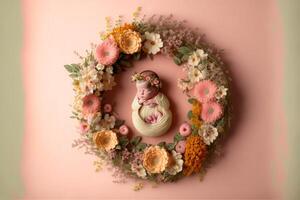 infant digital background with flowers. photo