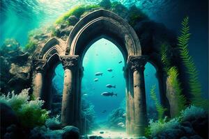 under water ocean background landscape. photo