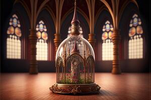 fairy tale castle background empty glass. photo