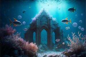 under water ocean background landscape. photo