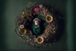 infant digital background with flowers. photo