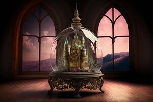 fairy tale castle background empty glass. photo