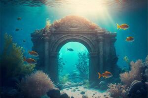 under water ocean background landscape. photo