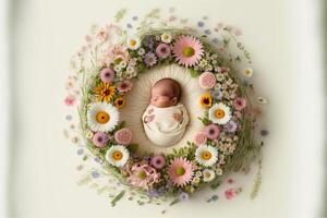 infantil digital antecedentes con flores generativo ai foto