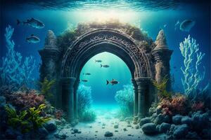 under water ocean background landscape. photo