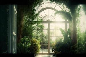 magical conservatory day light digital background. photo