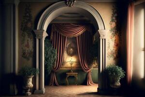 Tuscan villa Digital Backdrop in rich colours realistic. photo