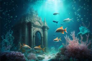 under water ocean background landscape. photo