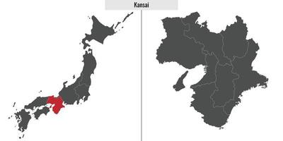 mapa región de Japón vector