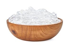 clear kelp or seaweed noodles in wooden bowl isolated on white background with clipping path photo