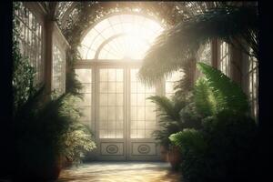 magical conservatory day light digital background. photo