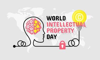 World Intellectual Property Day greeting with head connected to the light bulb vector